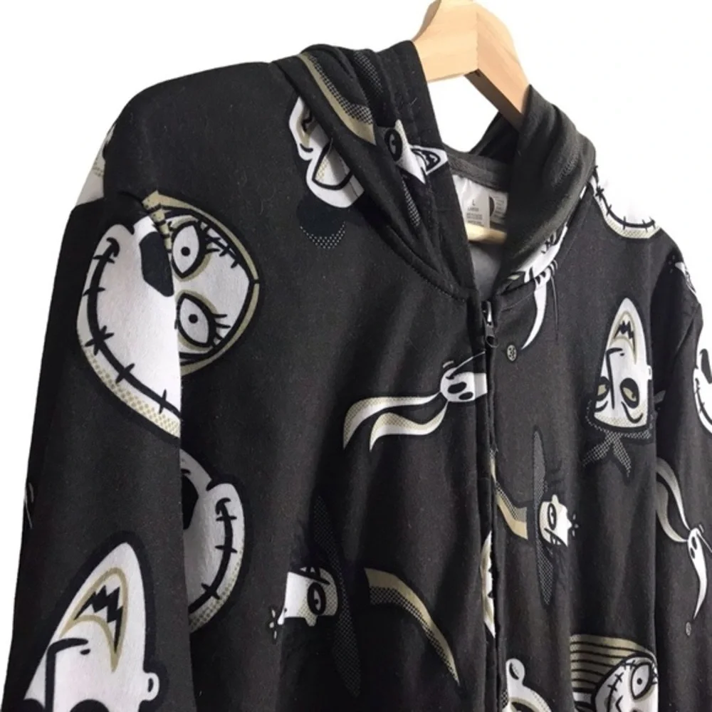 Disney Nightmare Before Christmas Large Hooded Footed One Piece Pajamas Relaxed‎ - Picture 3 of 8